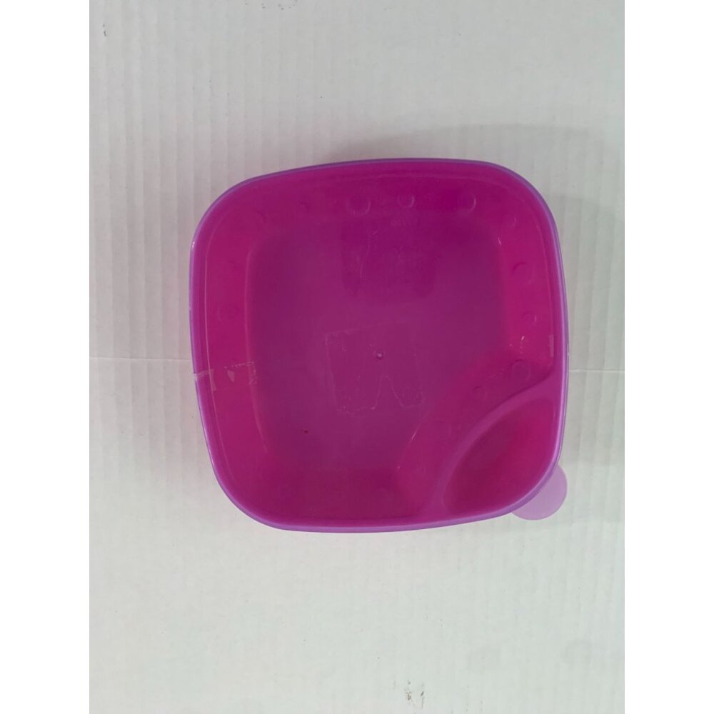 Divided Plate Pink Purple Hard Plastic with Lid